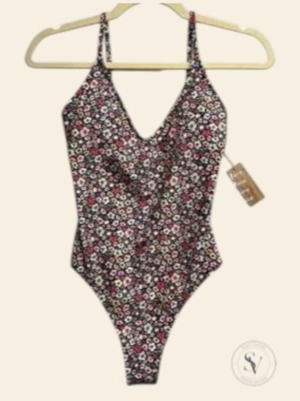 NWT Nana The Brand Floral One Piece Swimsuit V-Neck Low Back Size XS - Picture 3 of 4